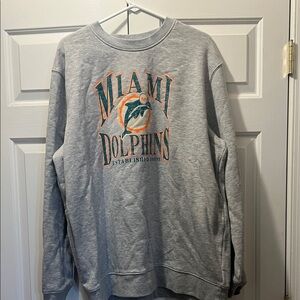 Fanatics Gray Miami Dolphins Crewneck Sweater